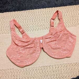 Glamorise Wonderwire Front Closure Stretch Lace Bra Apricot 42DD